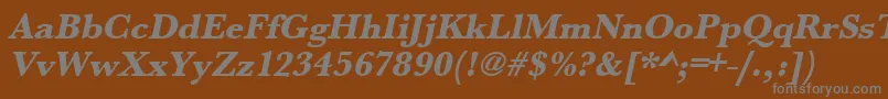Fonte UrwbaskertextbolOblique – fontes cinzas em um fundo marrom