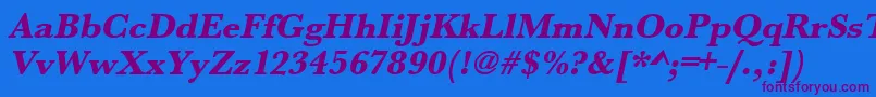 Czcionka UrwbaskertextbolOblique – fioletowe czcionki na niebieskim tle