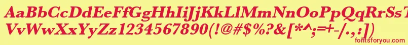 Czcionka UrwbaskertextbolOblique – czerwone czcionki na żółtym tle