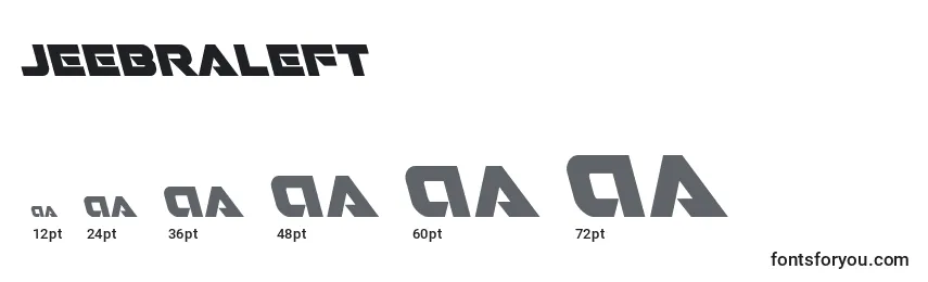 Размеры шрифта Jeebraleft