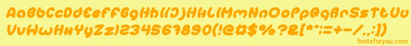Police EarthHeartItalic – polices orange sur fond jaune