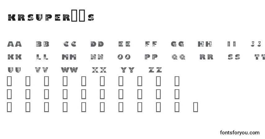 Schriftart KrSuper70s – Alphabet, Zahlen, spezielle Symbole