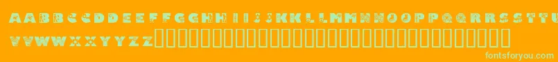 フォントKrSuper70s – オレンジの背景に緑のフォント
