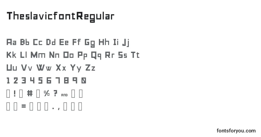 A fonte TheslavicfontRegular – alfabeto, números, caracteres especiais