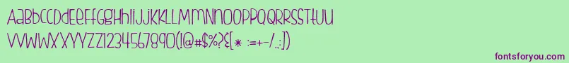 BmdFishfingersLight Font – Purple Fonts on Green Background