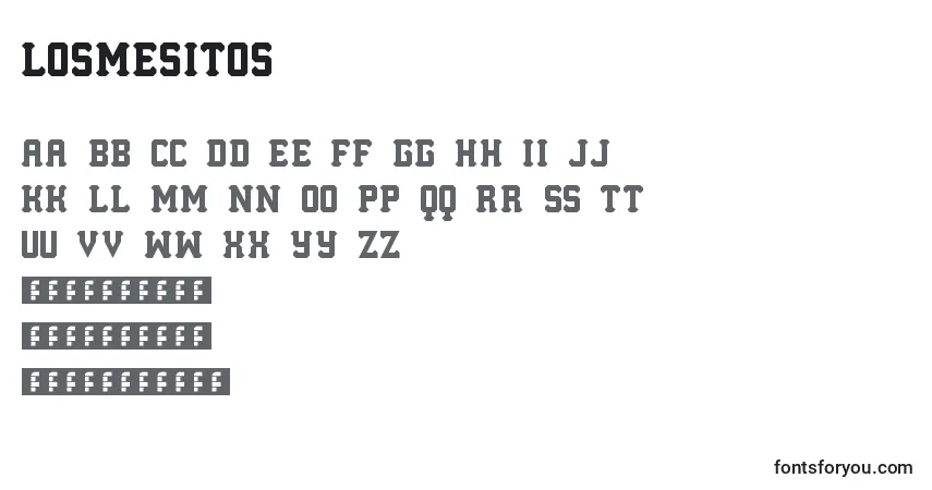 A fonte LosMesitos – alfabeto, números, caracteres especiais