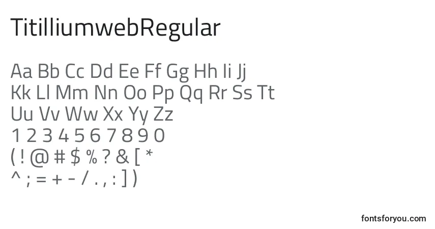 A fonte TitilliumwebRegular – alfabeto, números, caracteres especiais