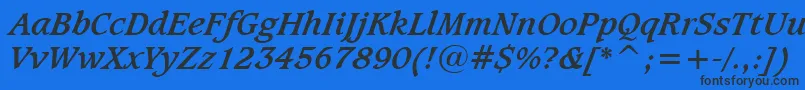 CaxtonBoldItalicBt Font – Black Fonts on Blue Background