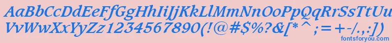 CaxtonBoldItalicBt Font – Blue Fonts on Pink Background