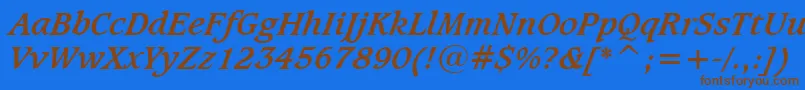 CaxtonBoldItalicBt-fontti – ruskeat fontit sinisellä taustalla