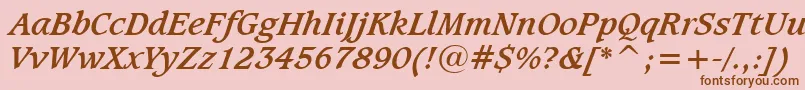 CaxtonBoldItalicBt Font – Brown Fonts on Pink Background