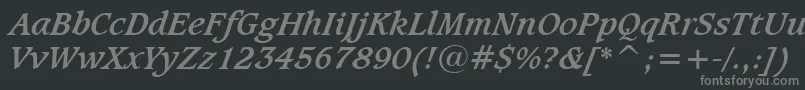 CaxtonBoldItalicBt Font – Gray Fonts on Black Background