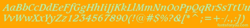 CaxtonBoldItalicBt Font – Green Fonts on Orange Background