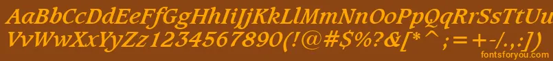 CaxtonBoldItalicBt Font – Orange Fonts on Brown Background