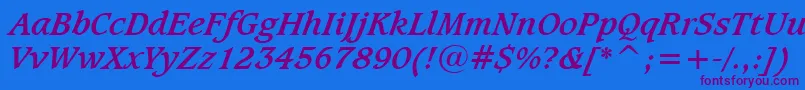 CaxtonBoldItalicBt Font – Purple Fonts on Blue Background