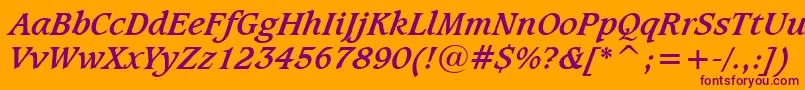 CaxtonBoldItalicBt Font – Purple Fonts on Orange Background