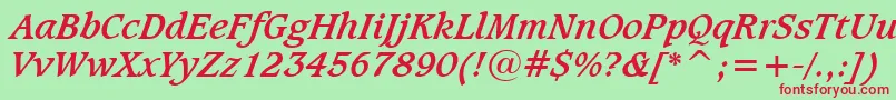 CaxtonBoldItalicBt Font – Red Fonts on Green Background