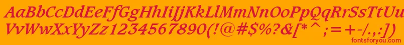 CaxtonBoldItalicBt Font – Red Fonts on Orange Background