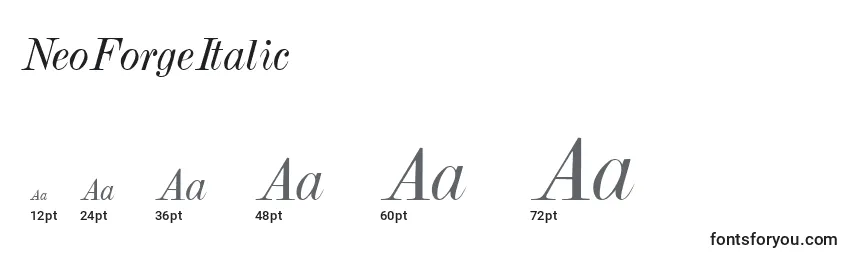 Размеры шрифта NeoForgeItalic