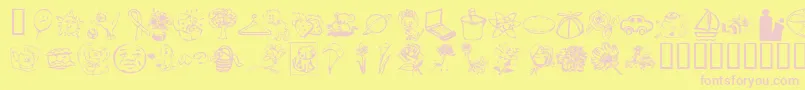 フォントKrKatlingsFive – ピンクのフォント、黄色の背景