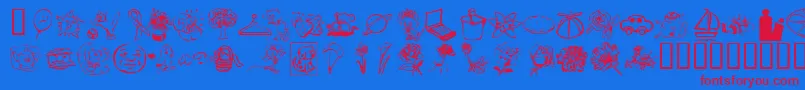 Czcionka KrKatlingsFive – czerwone czcionki na niebieskim tle