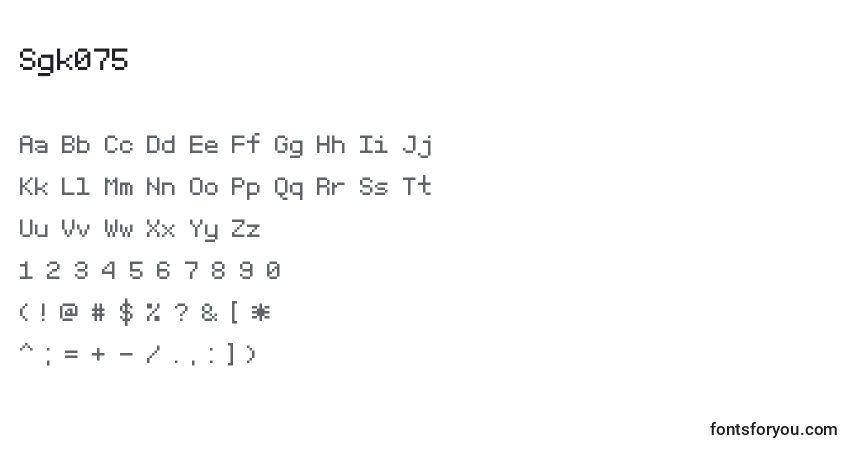 Czcionka Sgk075 – alfabet, cyfry, specjalne znaki