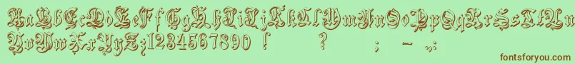 Zendaembossed-Schriftart – Braune Schriften auf grünem Hintergrund