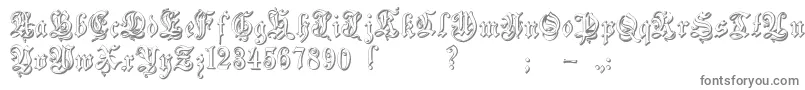 Zendaembossed-fontti – harmaat kirjasimet valkoisella taustalla