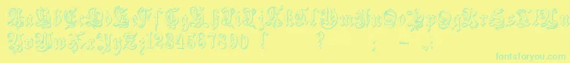 Zendaembossed-Schriftart – Grüne Schriften auf gelbem Hintergrund