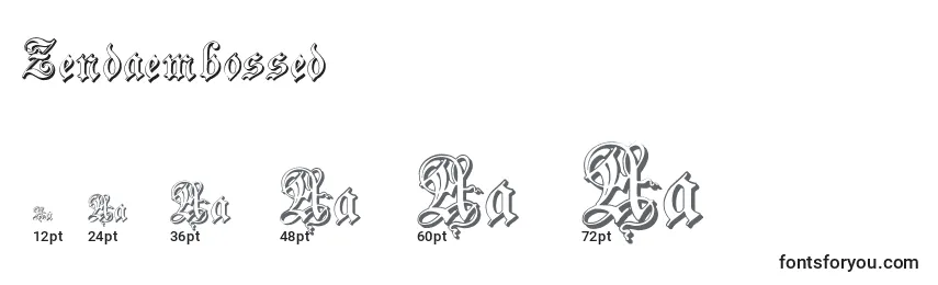 Größen der Schriftart Zendaembossed