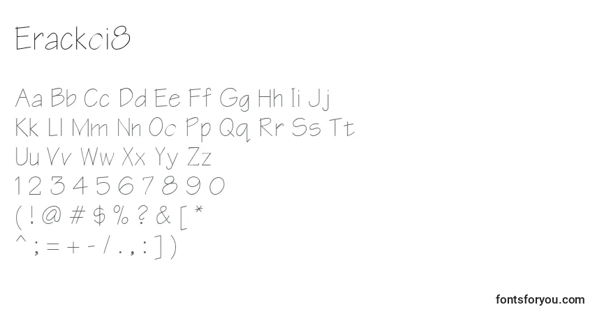 Erackoi8-fontti – aakkoset, numerot, erikoismerkit