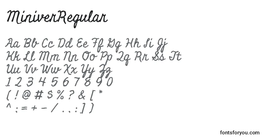 Schriftart MiniverRegular – Alphabet, Zahlen, spezielle Symbole