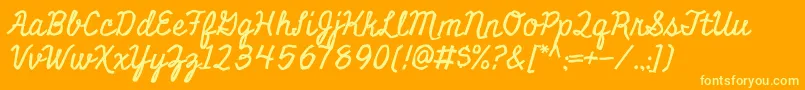 MiniverRegular-Schriftart – Gelbe Schriften auf orangefarbenem Hintergrund