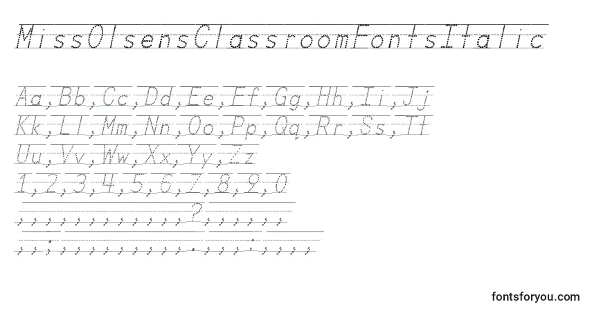 MissOlsensClassroomFontsItalic-fontti – aakkoset, numerot, erikoismerkit