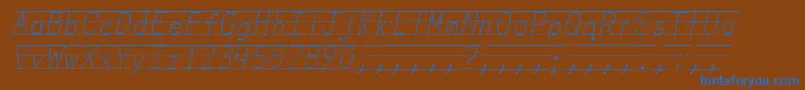 Weitere Informationen zur MissOlsensClassroomFontsItalic-Schriftart MissOlsensClassroomFontsItalic-Schriftart – Blaue Schriften auf braunem Hintergrund