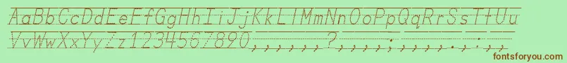 Шрифт MissOlsensClassroomFontsItalic – коричневые шрифты на зелёном фоне