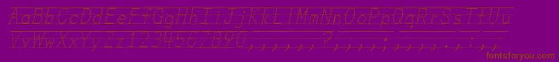 フォントMissOlsensClassroomFontsItalic – 紫色の背景に茶色のフォント