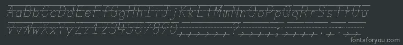 MissOlsensClassroomFontsItalic-fontti – harmaat kirjasimet mustalla taustalla