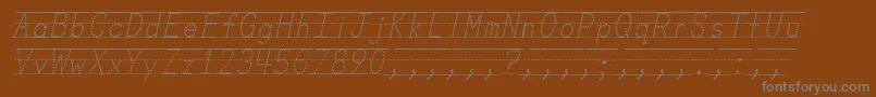 フォントMissOlsensClassroomFontsItalic – 茶色の背景に灰色の文字