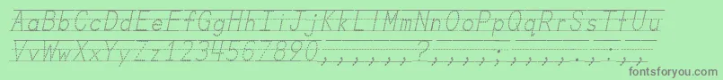 Шрифт MissOlsensClassroomFontsItalic – серые шрифты на зелёном фоне