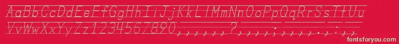 Czcionka MissOlsensClassroomFontsItalic – zielone czcionki na czerwonym tle
