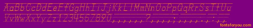 フォントMissOlsensClassroomFontsItalic – 紫色の背景にオレンジのフォント