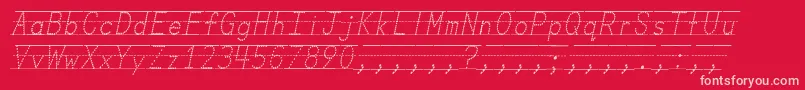 MissOlsensClassroomFontsItalic-fontti – vaaleanpunaiset fontit punaisella taustalla