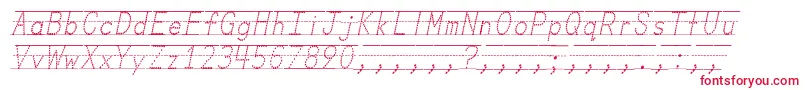フォントMissOlsensClassroomFontsItalic – 白い背景に赤い文字