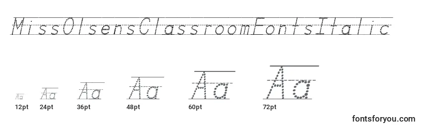 MissOlsensClassroomFontsItalic Font Sizes