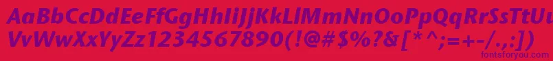 Czcionka StoneSansItcBoldItalic – fioletowe czcionki na czerwonym tle