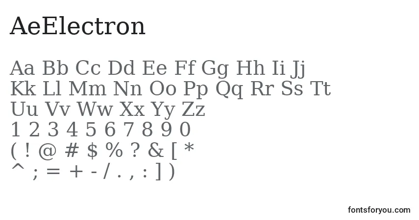Czcionka AeElectron – alfabet, cyfry, specjalne znaki