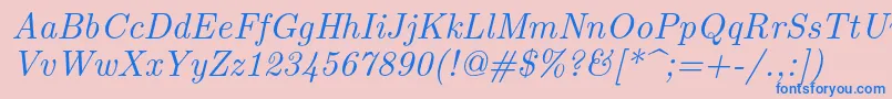 フォントLmroman10Italic – ピンクの背景に青い文字