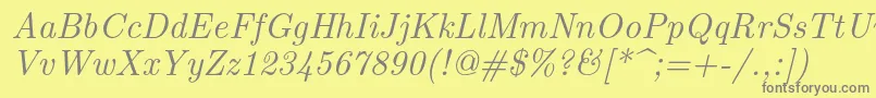 フォントLmroman10Italic – 黄色の背景に灰色の文字