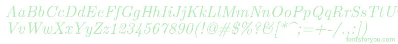 Fonte Lmroman10Italic – fontes verdes em um fundo branco